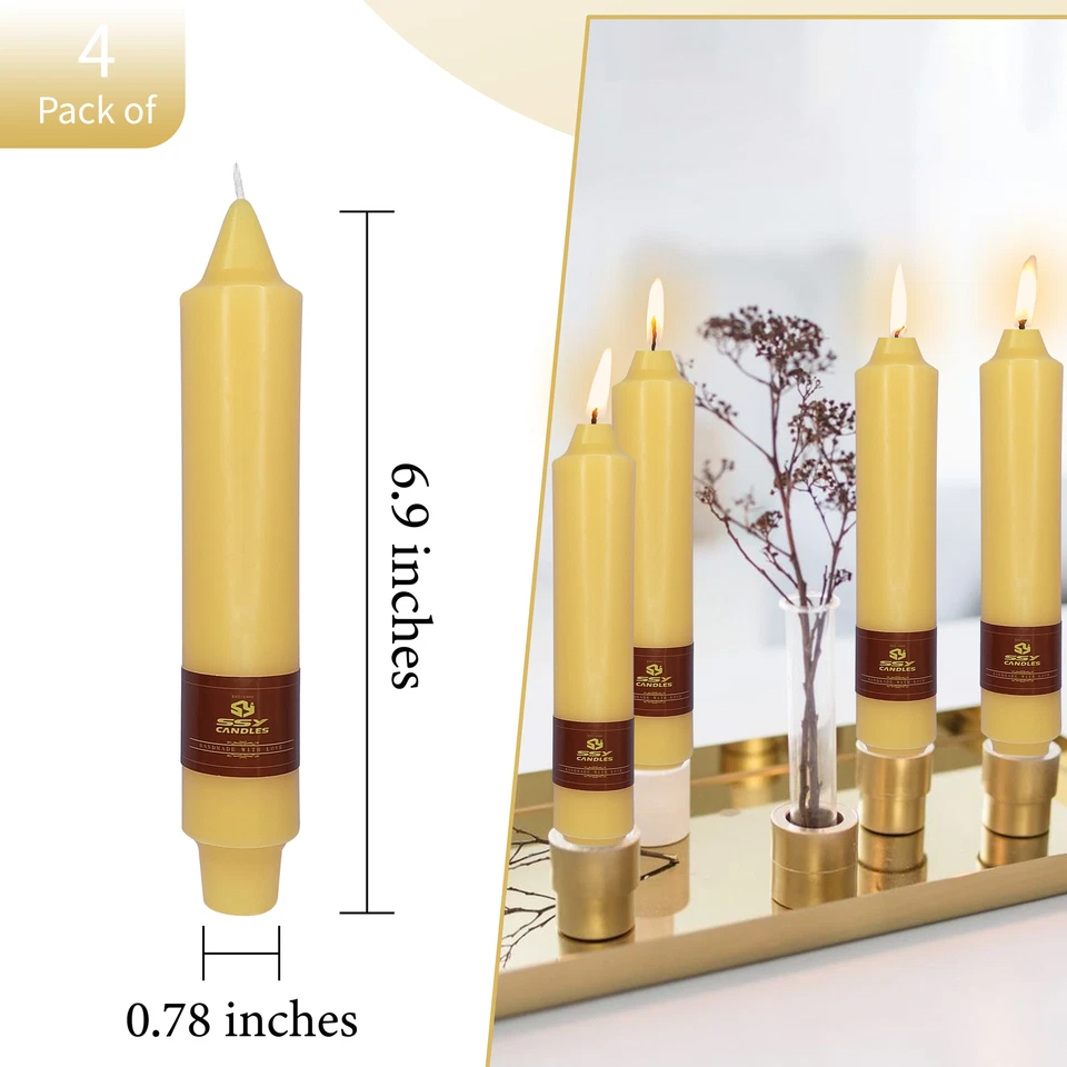 Juego de 8 velas cónicas vintage de pilar naranja aroma miel 100 % cera de abejas 7" Foto 2 de 4