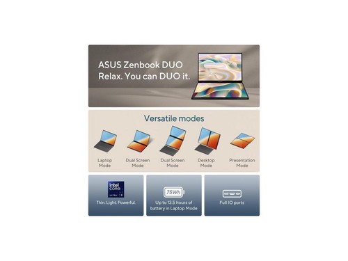 ASUS Zenbook DUO Dual 14" OLED 3K 120Hz Touchscreen Laptop Intel Core Ultra 9 - Picture 2 of 5