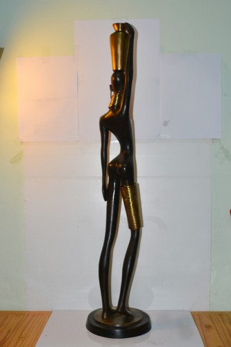ANTICA SCULTURA NUBIANA STILE KARL HAGENAUER BRONZO ART DECO AFRICANA BLACKAMOOR - Foto 3 di 12
