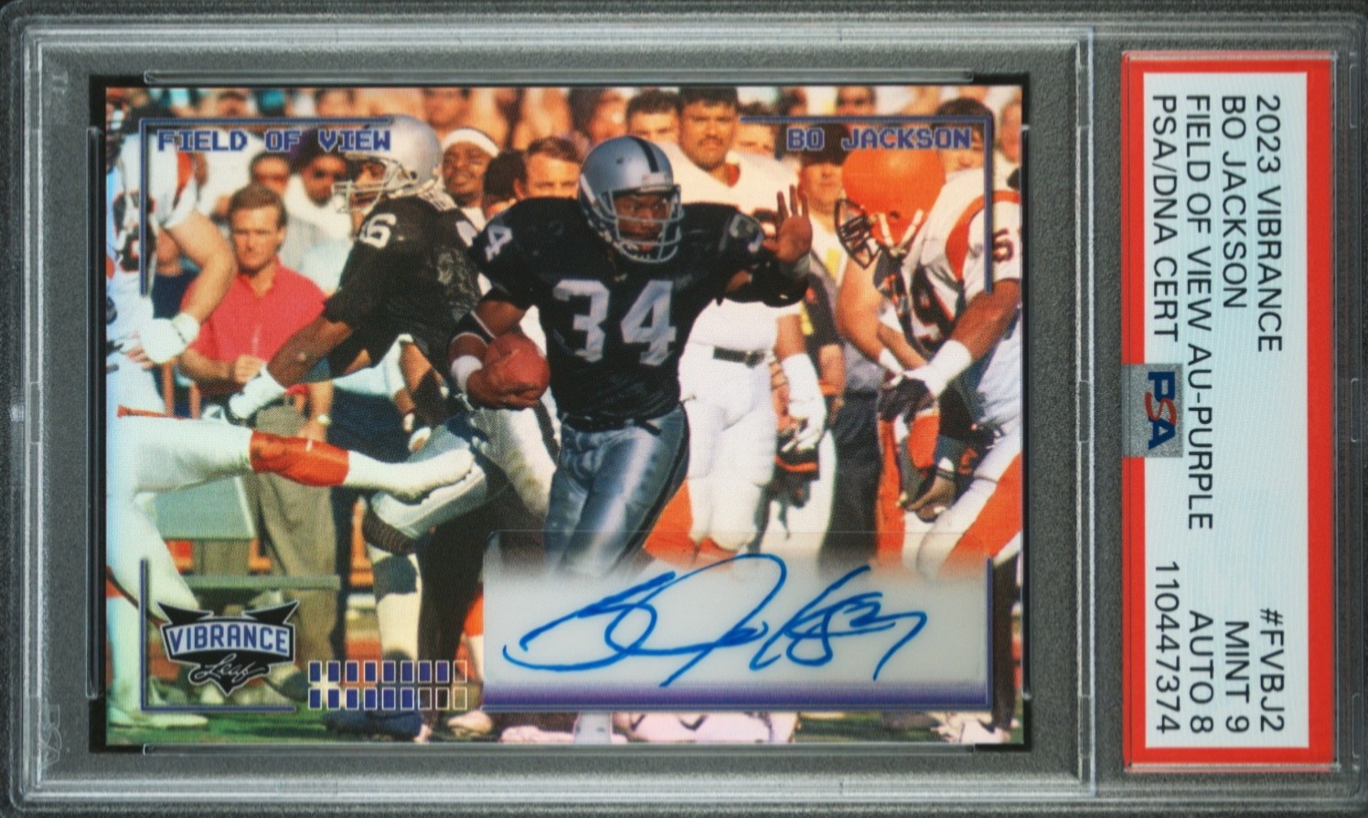 Bo Jackson Los Angeles Raiders 2023 Vibrance 1 / 2 (see photo 3) MINT PSA 9, AUTO 