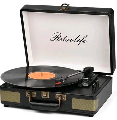 Retrolife Vinyl Record Player 3-Speed Bluetooth Suitcase Portable Turntable R609