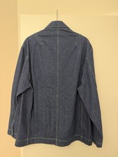 Jacquemus Blue Men's Work Jacket Button Front Collared Mid-Length Casual