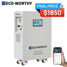 ECO-WORTHY 16.07kWh 48V 314AH LiFePO4 Battery Vertical Standing Solar Backup UPS
