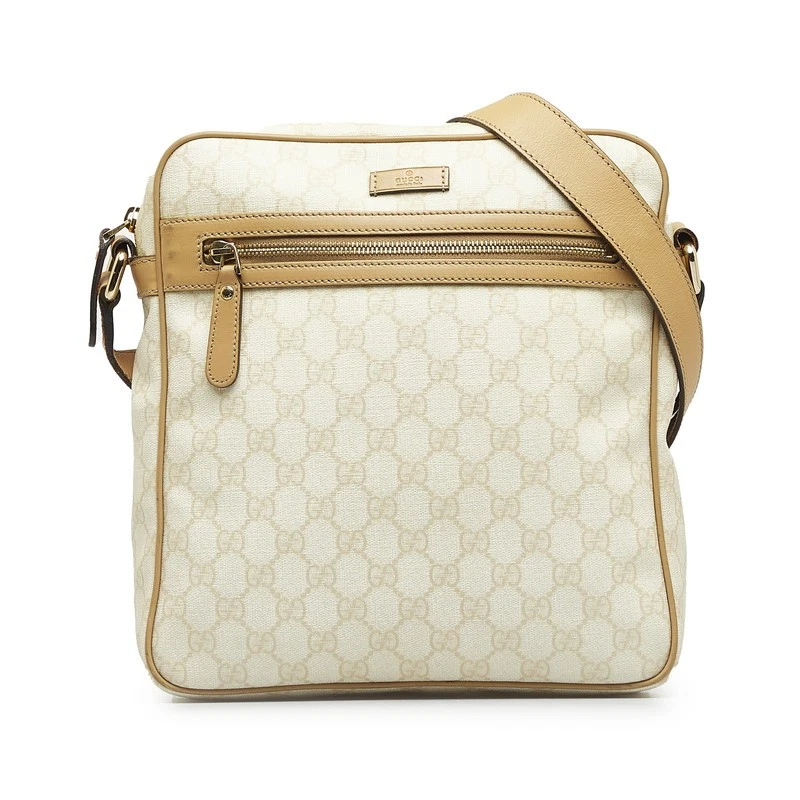 Sac bandoulière GUCCI GG Supreme 201448 ivoire beige pvc cuir femme