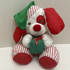 Fisher Price PUFFALUMP Vintage 1991 Christmas Puppy Dog Plush 8125 Red