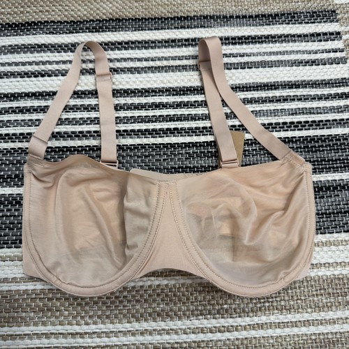 Skims No Show Unlined Balconette Bra Womens 34DD Nude Sheer Mesh Underwire NWT - Picture 2 of 14