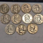 11 Benjamin Franklin Half Dollars - 90% Silver Coin Lot - Circulated
