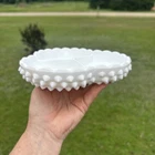 Vtg Fenton White Milk Glass Hobnail Ruffled Divided Relish Candy Dish