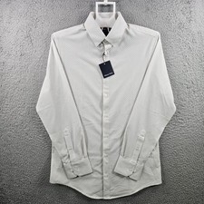  138 NEW Mizzen  Main Leeward Dress Shirt Men Small Stretch Geometric Off White