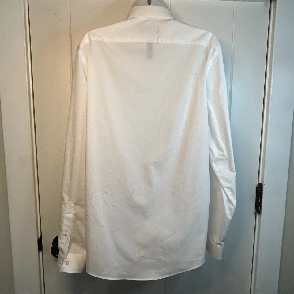 Camisa JF J Ferrar Hombres Blanca Elastizada Ajuste Regular Talla M 15-15 1/2 34-35 Abotonada Trabajo Foto 2 de 4