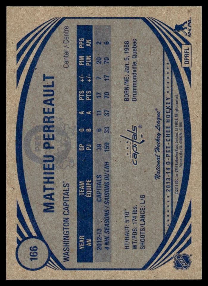 2013-14 O-Pee-Chee Retro Mathieu Perreault Washington Capitals #166 - Image 2 of 2