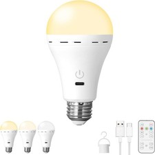 USB Led Bulb Rechargeable Light Bulb E27 Bulbs Cordless 3 Color Remote