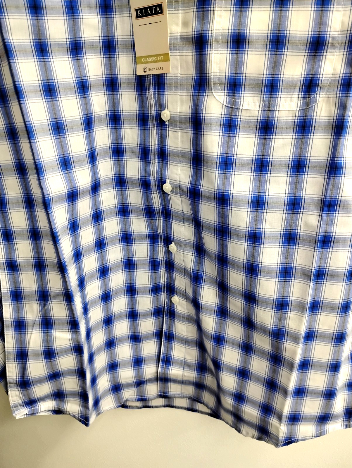 Wrangler Riata Long Sleeve Plaid Shirt, 112365846, Light Weight, Royal Plaid