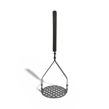 Metal Potato Masher with Wooden Handle Silver Brown Kitchen Utensil Tool