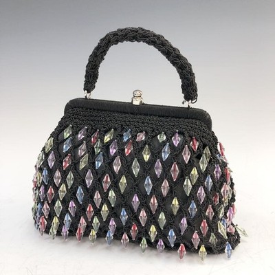 Lulu Guinness Handbag with Stones Black ME131 Women's Used From Japan