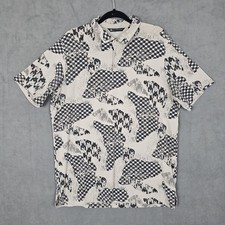Travis Mathew Polo Shirt Mens XL Beige Abstract Graphic Golf Performance Casual