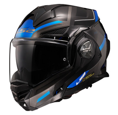 LS2 Klapphelm Advant X Spectrum Schwarz Blau FF901 Motorradhelm + dunkles Visier