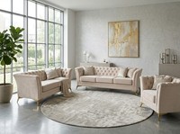 Beiges Wohnzimmer-Set 3+2+1-Sitzer-Sofas Chesterfield Gesteppte Sofas Sessel