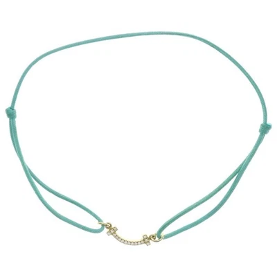 Tiffany & Co. Diamant Mini T Smile Blue Code Armband 9,1" 18k Gelbgold Authen... - Bild 1 von 4