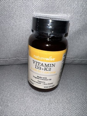NatureWise Vitamin D3 2000 Iu + K2 (MK7) 100mcg with Organic Coconut Oil - 30ct