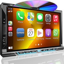 Double Din Car Stereo with CD/DVD Player, Apple CarPlay/Android Auto 7  Doubl...