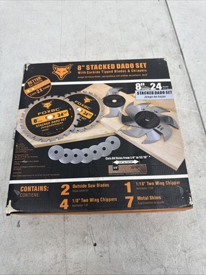 Dado Blade Foxbc Dado King Set- 8  24- Tooth Carbibe Dado Blades 1/4 To 13/16 