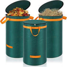 3 X 120 L Sacchi Giardinaggio Con Coperchio E Maniglie,Sacchi per Raccogli Fogli