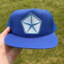 VTG USA Dodge Chrysler Motors Big Patch Cap Blue Snapback Hat Auto USA Made New