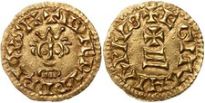 Visigothic Kingdom. Roderic 710-711. Gold Tremissis. Egitânia (Idanha-a-Nova) RR