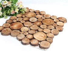 100pcs Natural Pine Wood Slices Round Disc Tree Bark Craft Circ Chips Nice W7W8