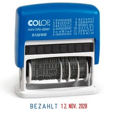 COLOP Datumstempel mit Text Mini-Info-Dater S120/WD selbstfärbend blau rot...