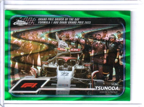 YUKI TSUNODA - 2024 Topps Chrome Formula 1 F1 #180 Green Seismic Refractor /99