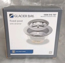 Glacier Bay Fixed Post Kitchen Sink Strainer Brushed Stainless Steel Base Only