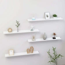 Wall Shelf Set of 4 High gloss white MDF