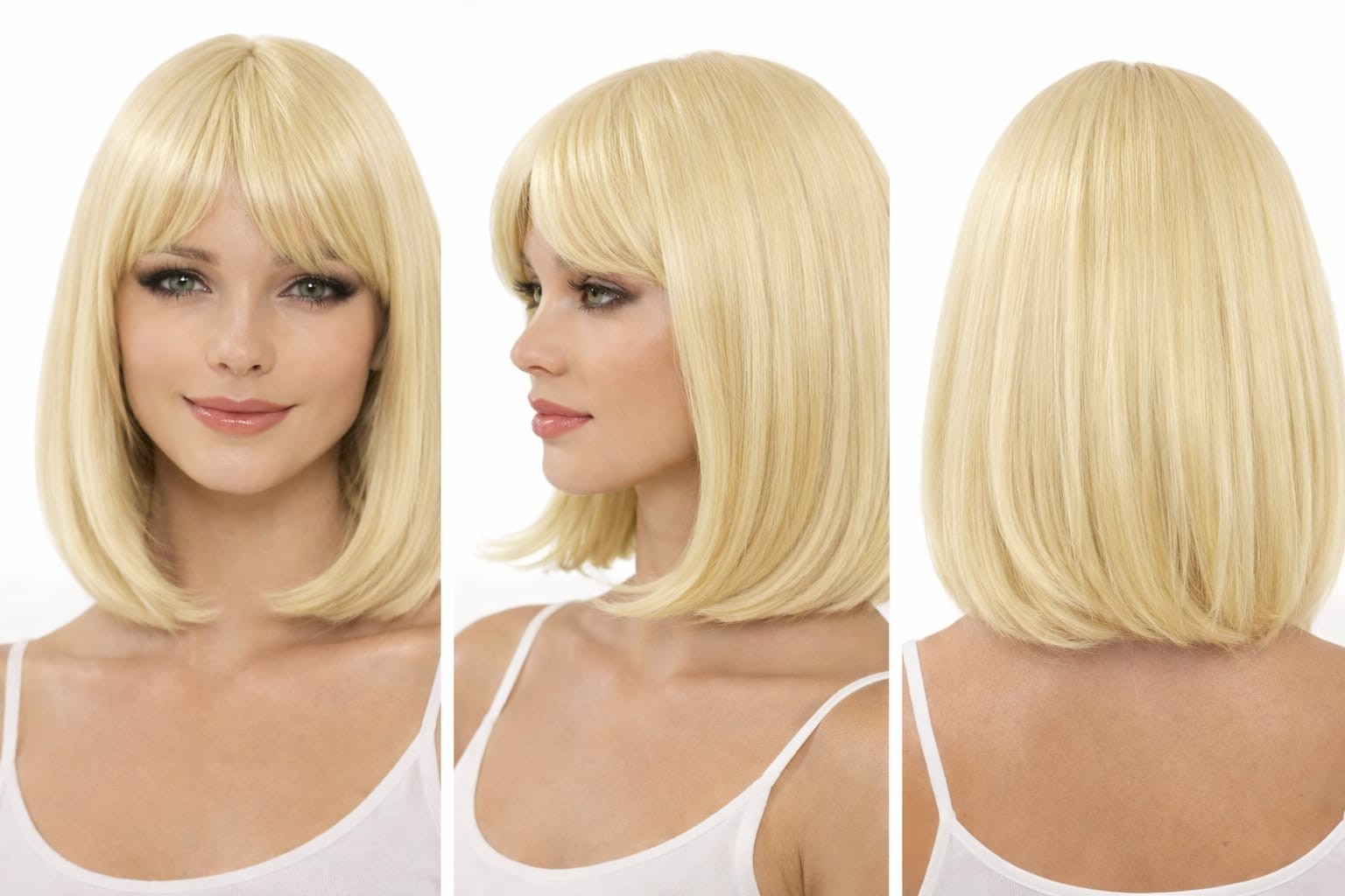 Perruque blonde 30" lisse sans colle pour éviter les irritations du cuir chevelu
