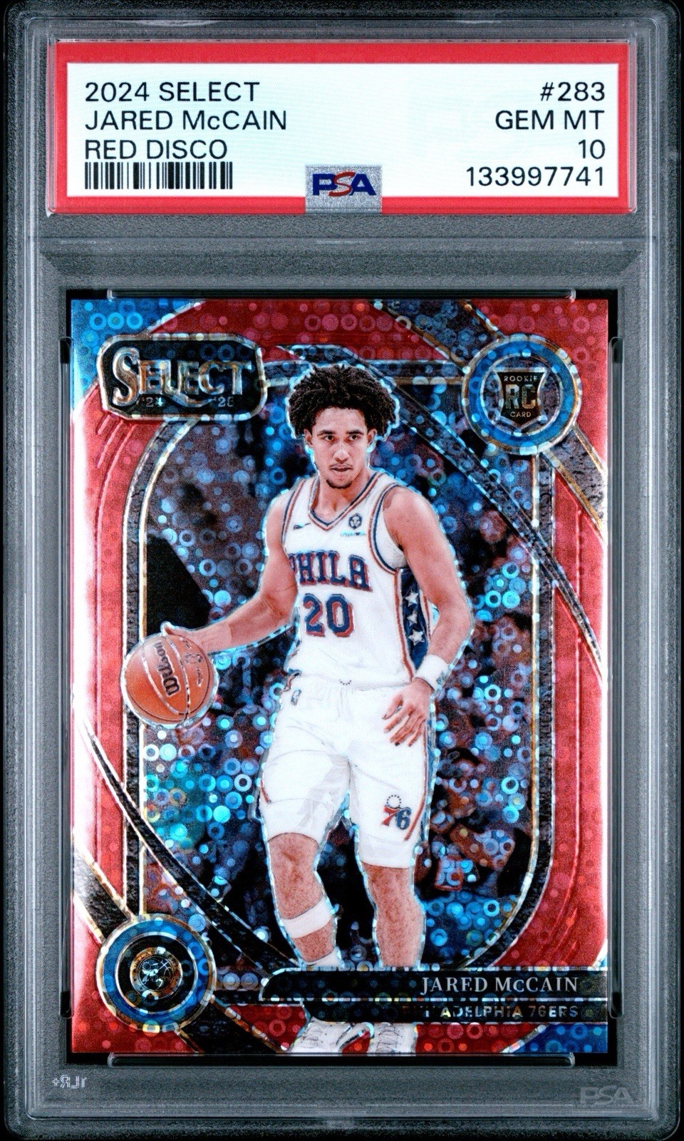 2024 Select Courtside Red Disco Prizm /49 Jared McCain PSA 10 GEM MT Rookie RC