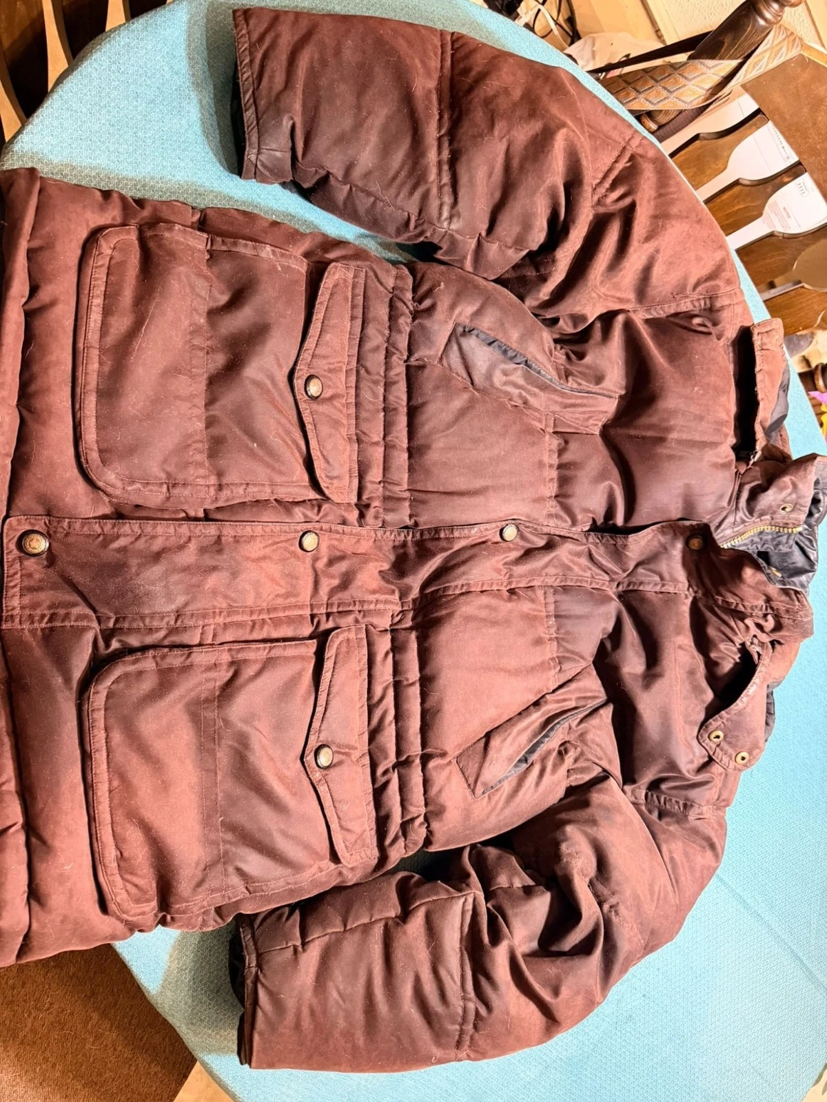 Sports Afield Men’s Puffer Jacket Brown Down Feather Medium Winter Warm Coat