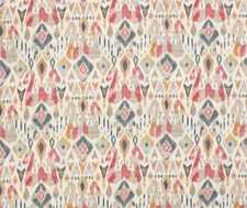 JANE CHURCHILL CURTAIN FABRIC DESIGN Jaru 6.1 METRES RED/MULTI LINEN BLEND