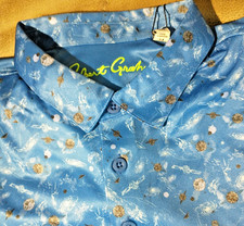 NWT Robert Graham men's Size M short sleeve Performance Clubhouse polo shirt Cl