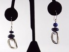 Sterling Silver Lapis Lazuli Beaded Dangling Hook Earrings 925 THAILAND 2.25 In
