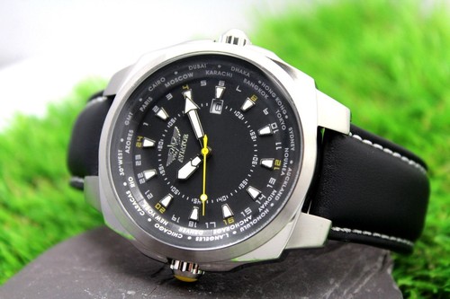 aviator f-series avw7893g3 mens watch black leather strap