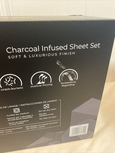 Protect-a-Bed Charcoal Infused Sheet Set Gray Split King - Picture 10 of 16
