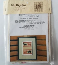 NP Designs Pictorial Counted Cross Stitch Kit Primative Horses Nancy DiCocco New