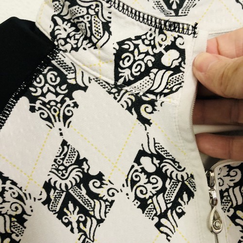 San Soleil Size Medium UPF 50 White Black Long Sleeve Golf 1/4 zip Tennis Shirt - Picture 4 of 9