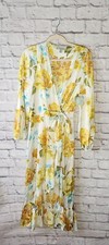 Ryegrass Womens Size Large Yellow V Neck Flowy Floral Dress