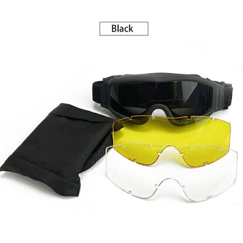Taktische Schutzbrille Militärische Schießbrille 3 Linsen Airsoft Paintball de - Bild 15 von 16