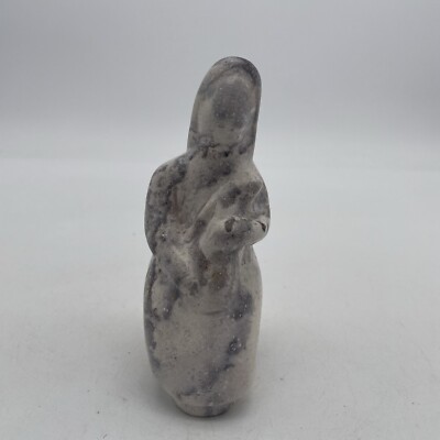 Stone Figure Carving Woman Mother Holding Child  5.5  Tall