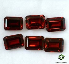 7x5 mm Natural Red Garnet Octagon Cut 06 Pcs 8.19 Cts Untreated Loose Gemstones