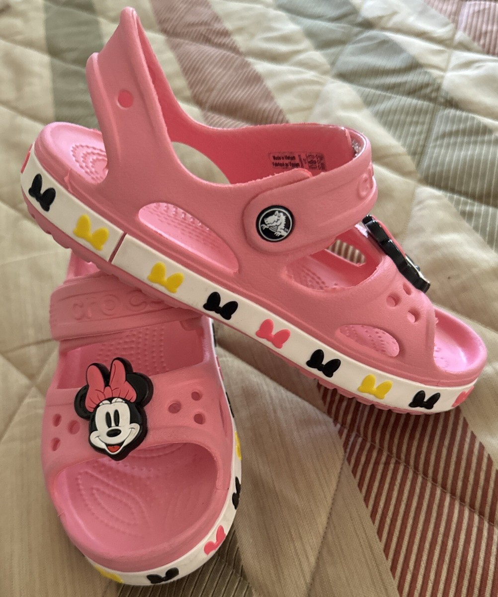 Crocs Disney Mini Mouse Open Toe Pink Sandals Child Girl Sz 12