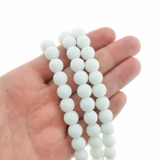 Round Cultured Sea Glass Beads 10mm - White - 1 Strand 19 Beads - U190